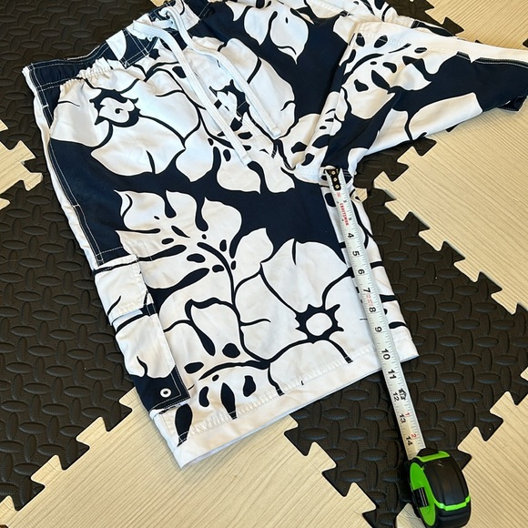 HAWK Tony Hawk Men's Swimming Trunks Blue & Off White Palm Leave Size L - Picture 4 of 7